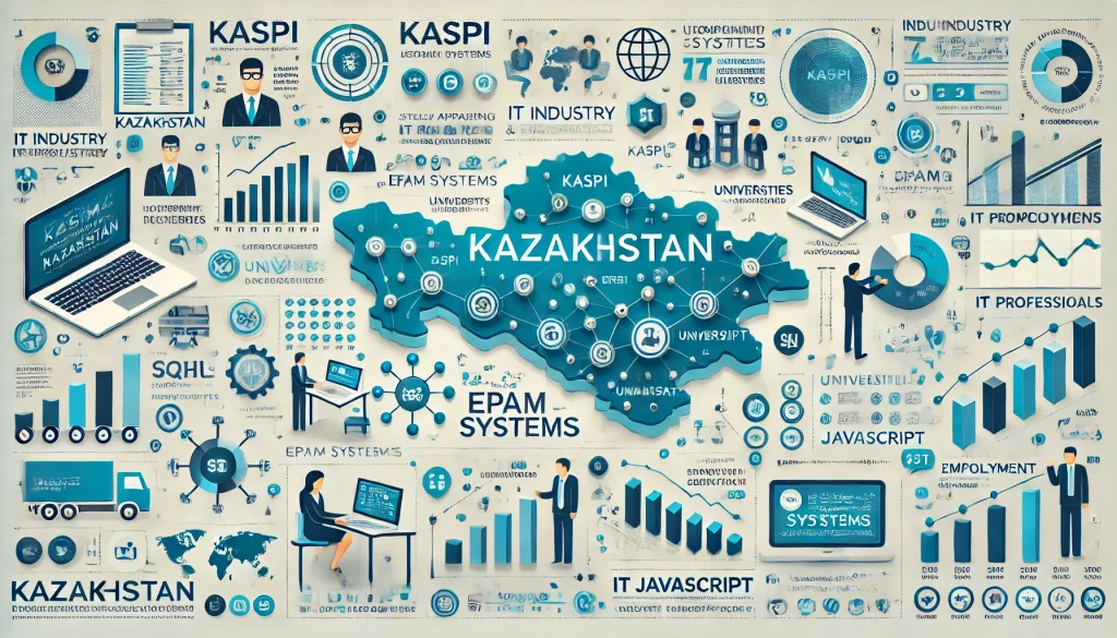 DALL·E 2024-12-19 18.19.20 - A visually appealing infographic-style image summarizing IT industry statistics in Kazakhstan. The image includes elements like a stylized map of Kaza
