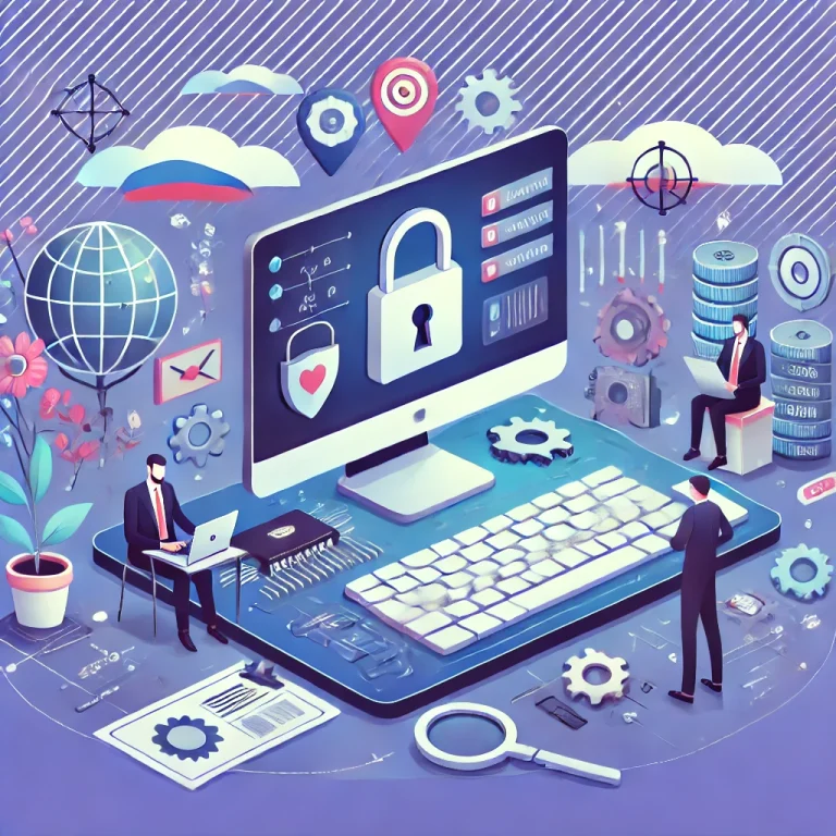 DALL·E 2025-02-26 15.11.13 - Интернет және заң тақырыбындағы иллюстрация. Суретте компьютер экраны, интернет байланысын білдіретін иконка, таразы тәрізді заң символы және қауіпсіз